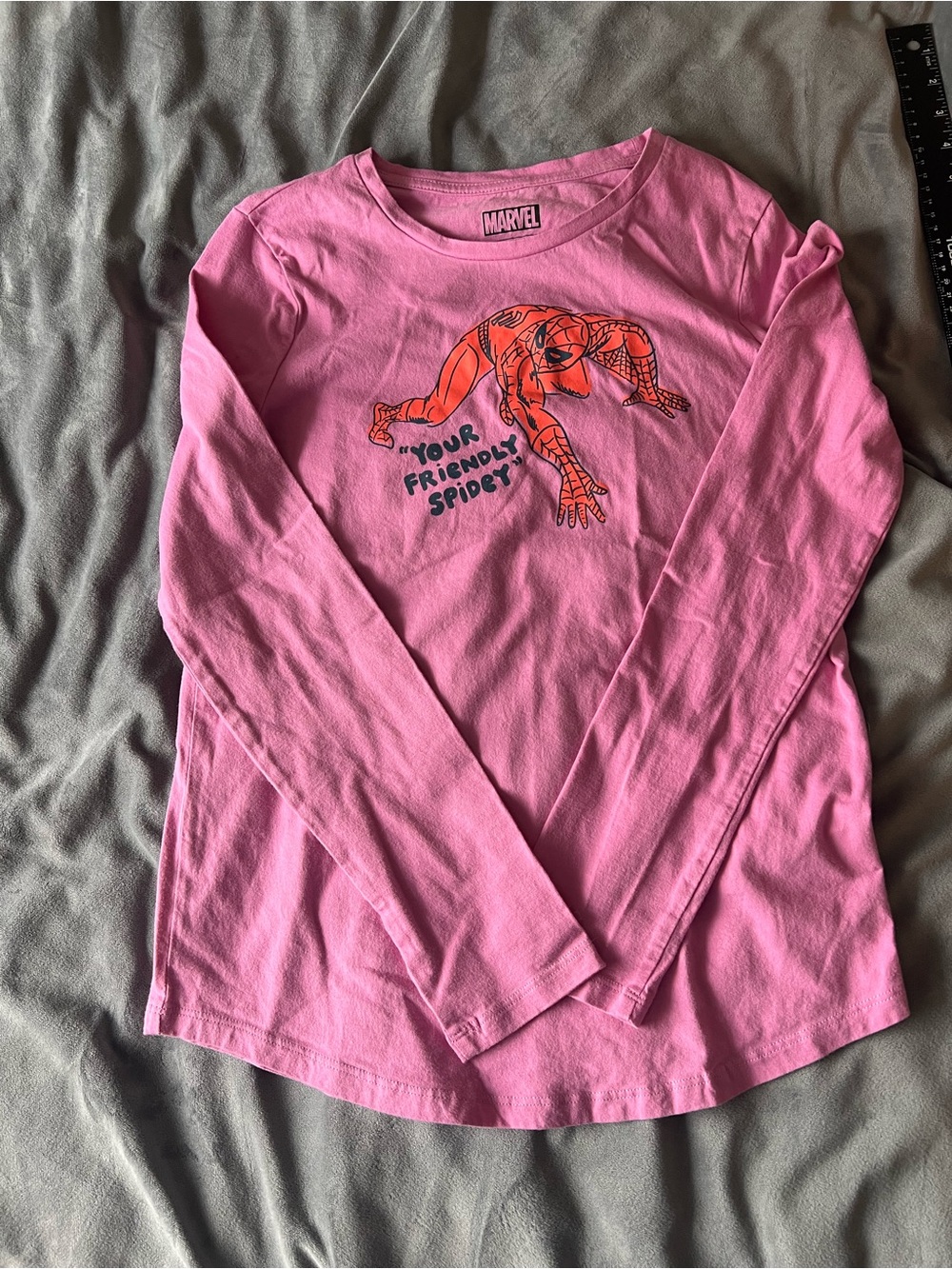 Marvel Kids "Your Friendly Spider" Pink Long Sleeve Shirt